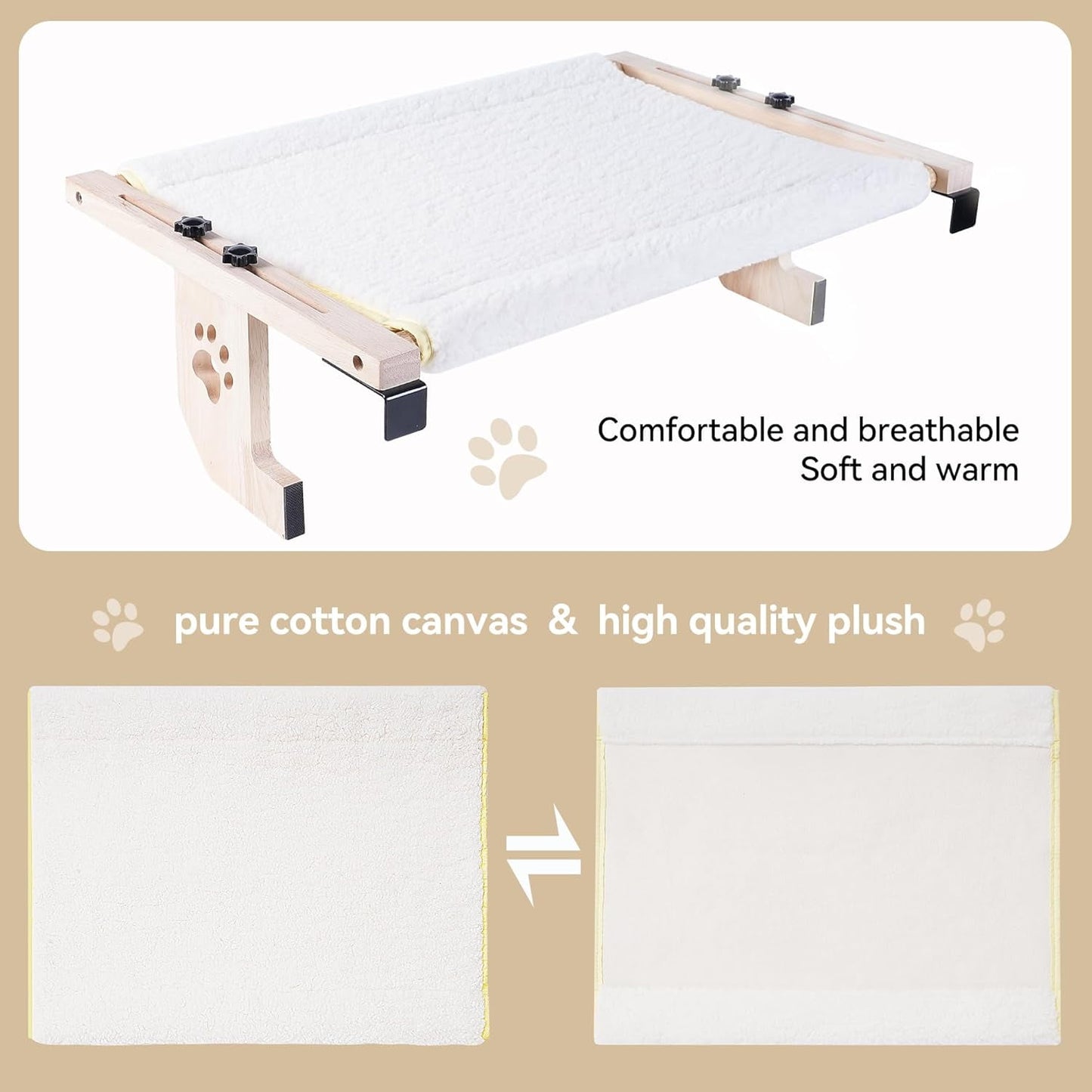 Cat Window Hammock,Cat Window Perch,Cat Window Bed,Easy to Adjust Cat Hammock for Window, Bedside,Drawer and Cabinet