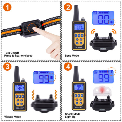 2600FT Dog Training Collar, Dog Shock Collar with Remote, 3 Modes Beep Vibration Shock, Waterproof, LED Light, Rechargeable Dog Shock Collar for Training Small Medium Large Dogs