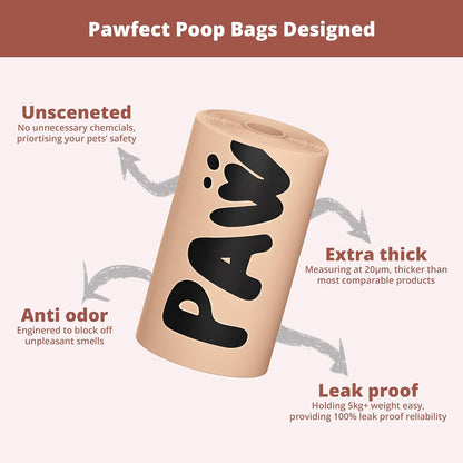 Dog Poop Bags Rolls - Biodegradable Doggie Bags, Compostable Dog Waste Bags, BPI Certified Pet Waste Bags, Unscented, Large, Puppy Poo, Earth Friendly, Bolsas De Basura (240 Counts)