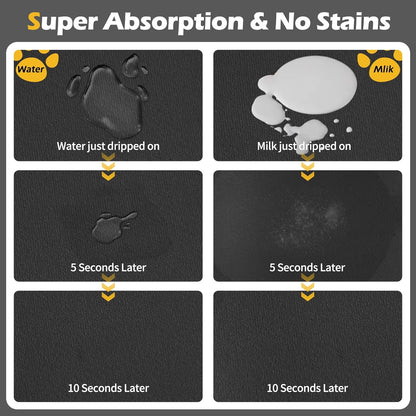 Pet Feeding Mat-Absorbent Dog Mat for Food and Water Bowl-Dog Accessories Pet Supplies-Dog Water Bowl for Messy Drinkers-No Stains Quick Dry Dog Water Dispenser Mat (12"X19", Dark Grey)