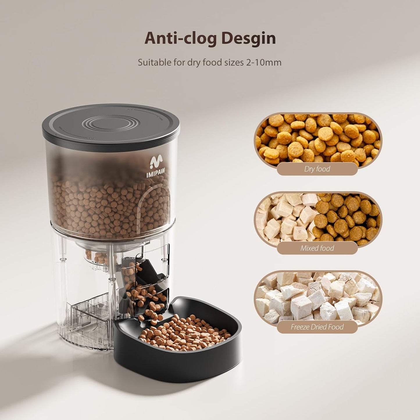 Automatic Cat Feeder with Camera, APP Remote Control, Programmable Food Dispenser, 2-Way Audio, Timed Cat Feeders for Dry Food, 1-8 Meals per Day for Pets, 10S Voice Recorder(Support 2.4Ghz Wifi)