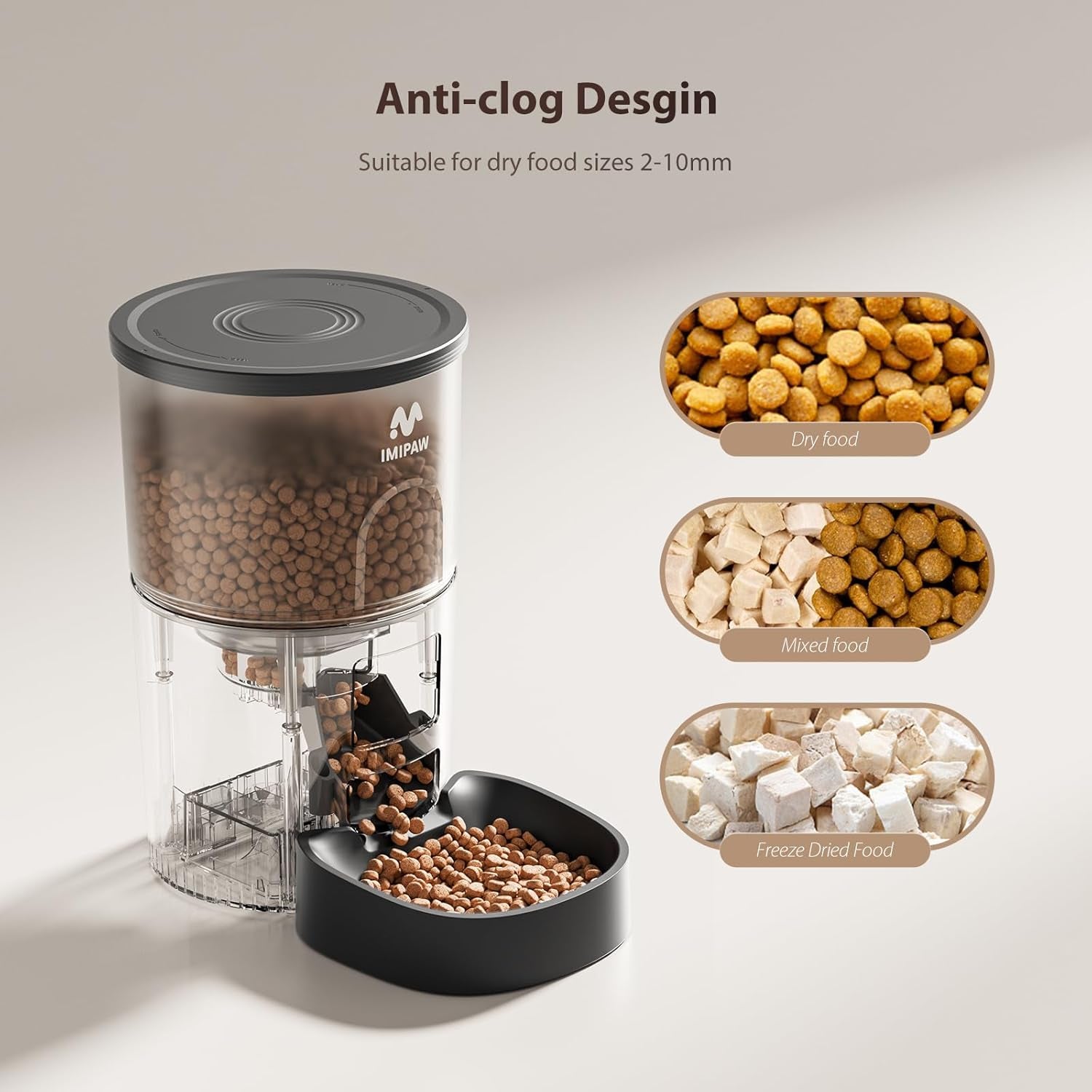 Automatic Cat Feeder with Camera, APP Remote Control, Programmable Food Dispenser, 2-Way Audio, Timed Cat Feeders for Dry Food, 1-8 Meals per Day for Pets, 10S Voice Recorder(Support 2.4Ghz Wifi)