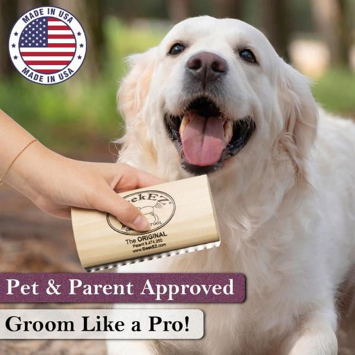 Sleekez Dog Brush for Shedding & Grooming, Deshedding Tool for Short & Long Haired Dogs, Dog Comb, 5 Inches Long, 4Oz Weight