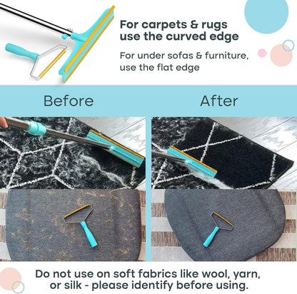 er Pro Pet Hair Remover Bundle - Including Xtra Carpet Rake for Pet Hair Removal Tool - Scrape Easy the Cat & Dog Fur from Your Carpet, Rugs, Cat Bed, Car Trunk & More