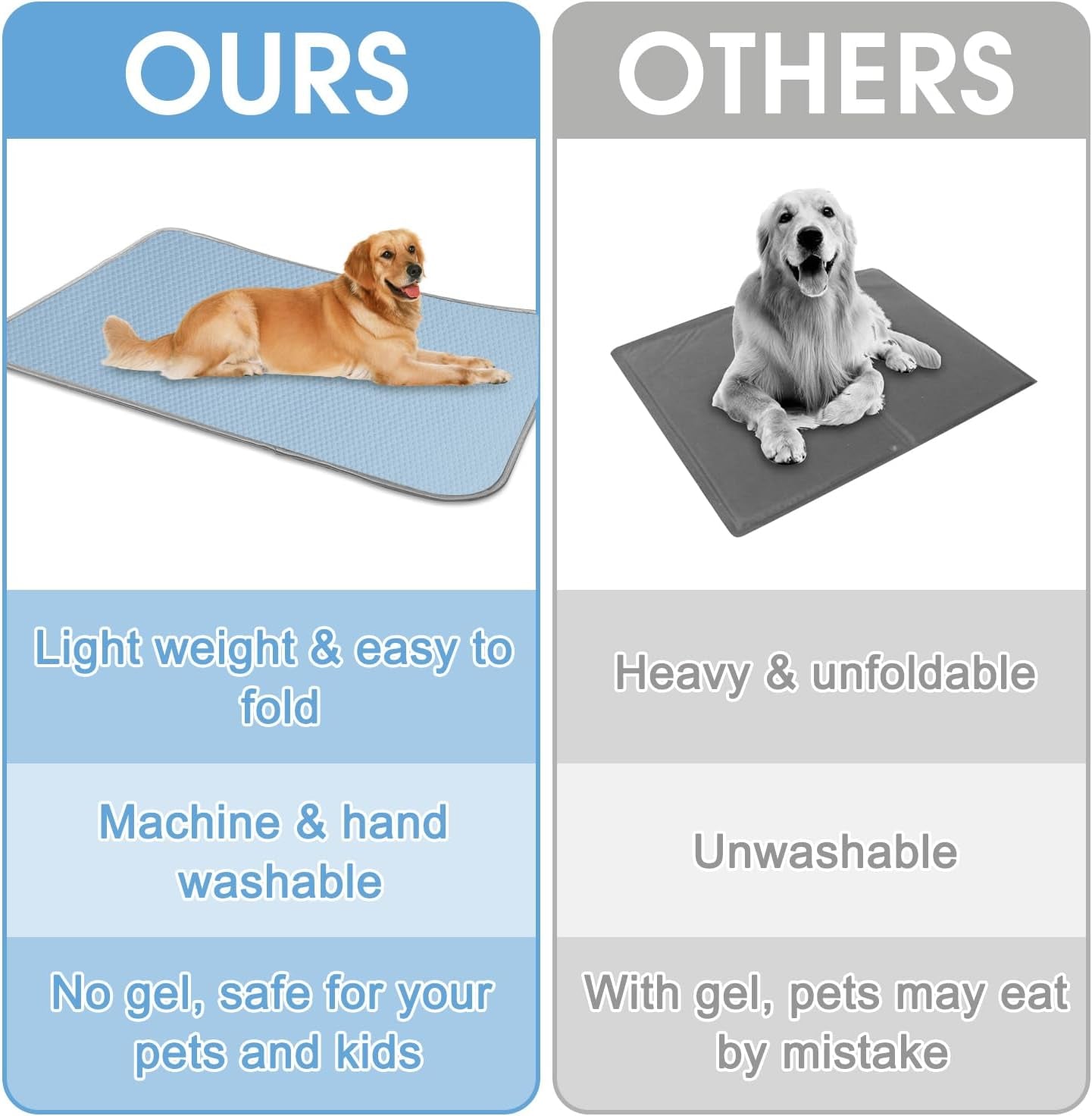 Summer Dog Cooling Mat Washable Ice Silk Self Cool Pad for Small Medium Large Dogs and Cats, Pet Sleeping Pad for Crate, Bed, Indoor & Outdoor Floor, Car Seats