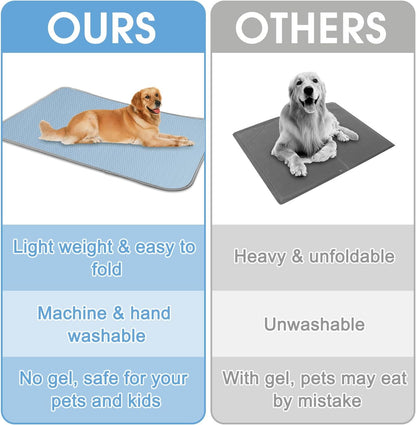 Summer Dog Cooling Mat Washable Ice Silk Self Cool Pad for Small Medium Large Dogs and Cats, Pet Sleeping Pad for Crate, Bed, Indoor & Outdoor Floor, Car Seats