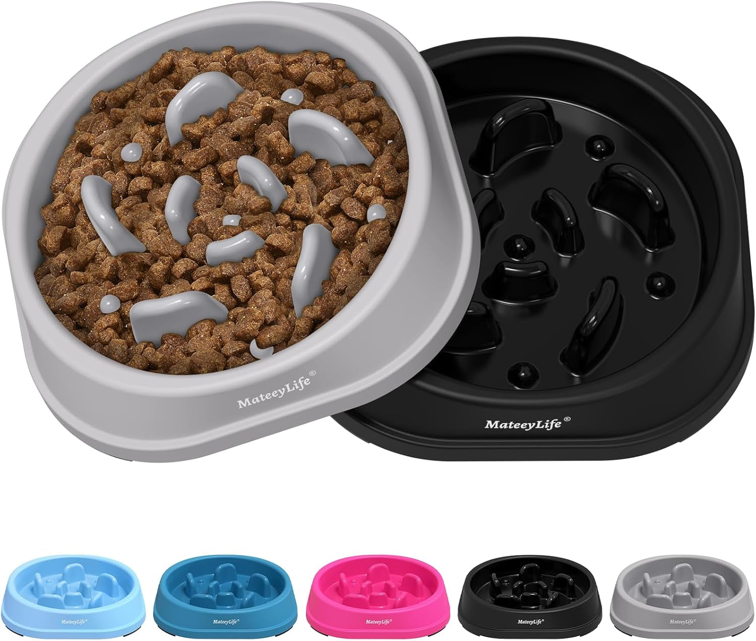 Slow Feeder Dog Bowls 2PCS, Anti-Choking Puzzle Dog Food Bowls, Anti-Slip Interactive Feeding Slow down Eating, Bloat Stop Maze Dishes for All Breeds Pets